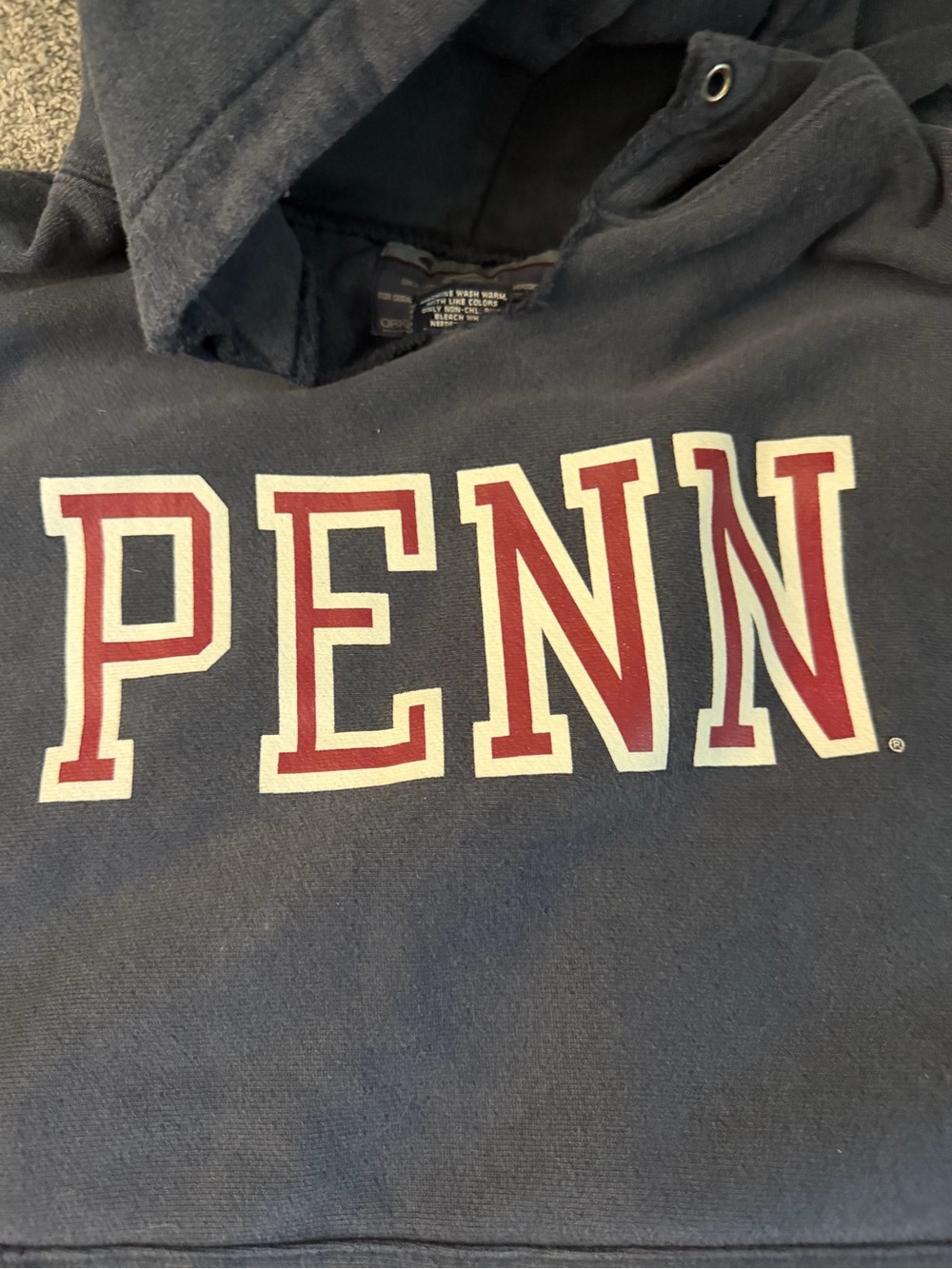 Vintage 90s Champion XL Penn Hooded Sweatshirt - Navy - Picture 2 of 5